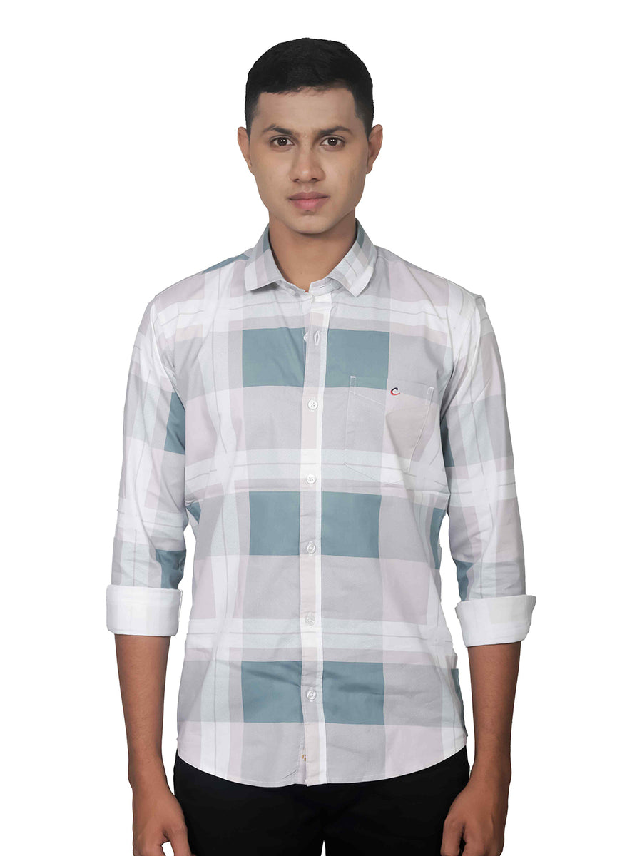 Chess Print Checkered Cotton Shirt