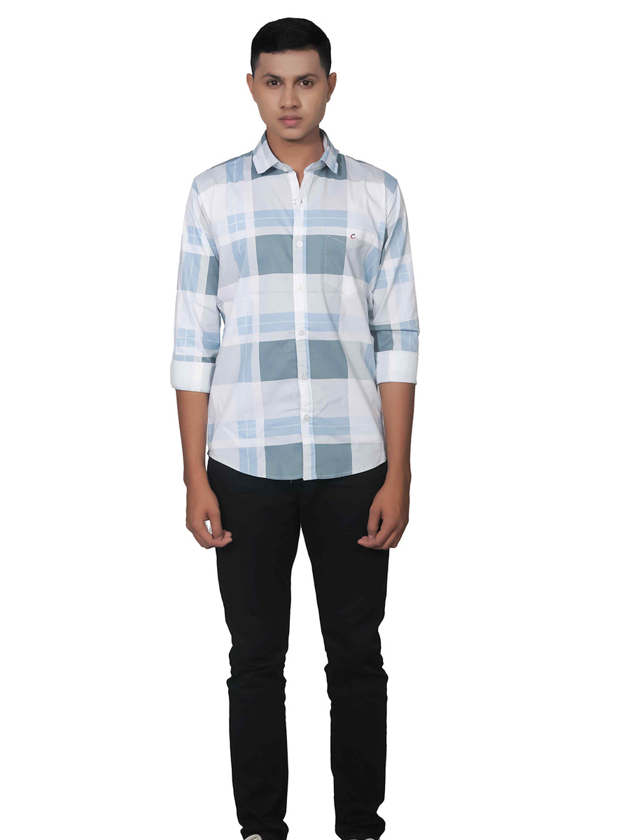 Chess Print Checkered Cotton Shirt