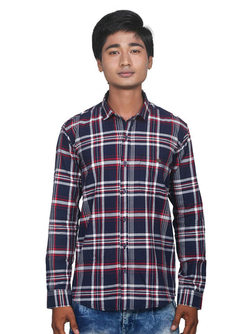 Smart Checks Dark Slate Grey Full Sleeves Cotton Shirt