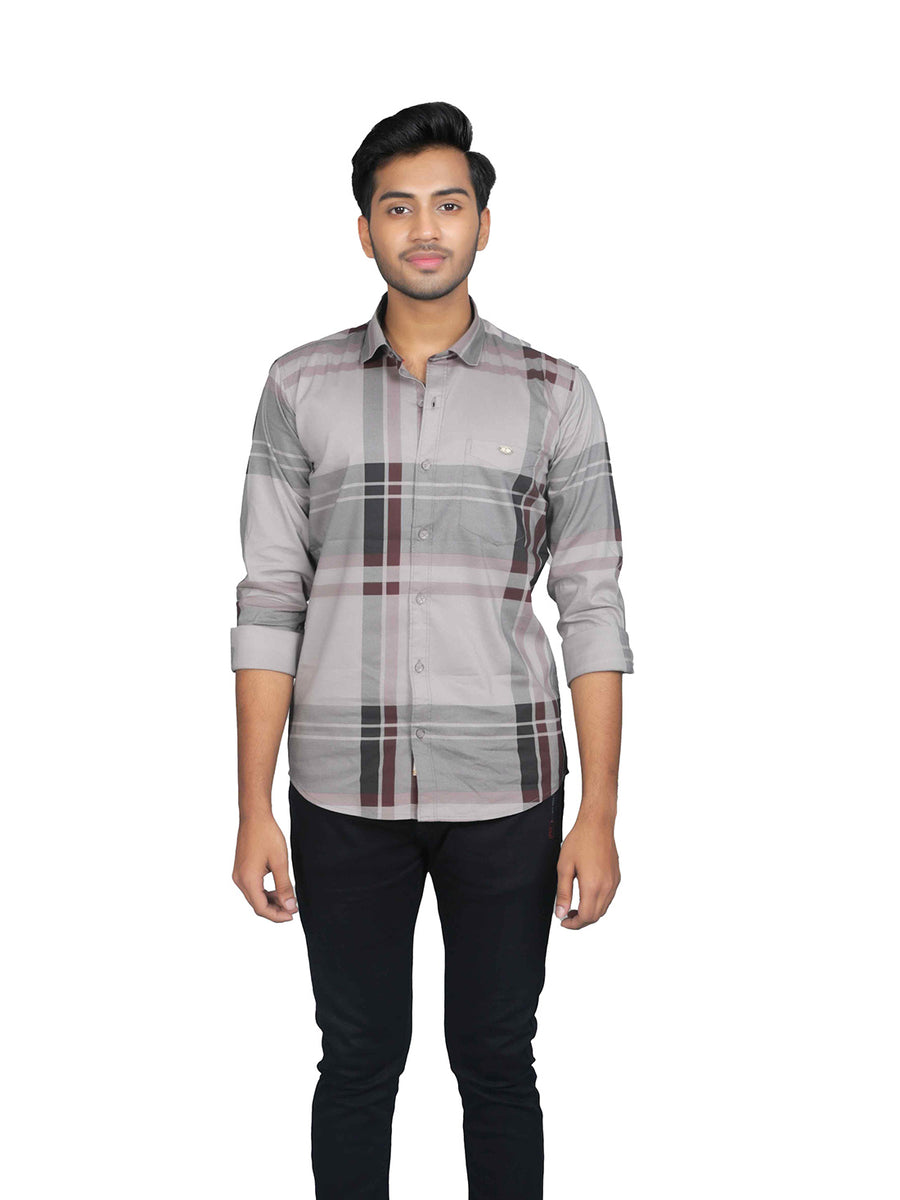 Faded Look Vintage Full Sleeves Checkered Shirt