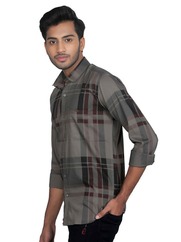 Faded Look Vintage Full Sleeves Checkered Shirt