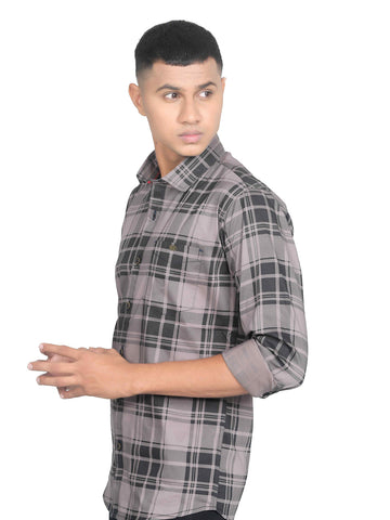 Vintage Cowboy Style Dark Checkered Cotton Shirt