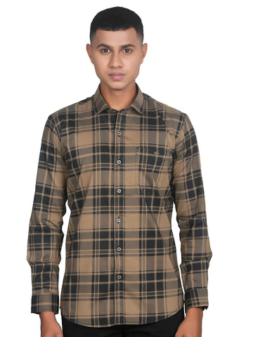 Vintage Cowboy Style Dark Checkered Cotton Shirt