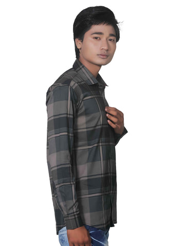 Reminiscent Dark Plaid Full Sleeves Checkered Shirt