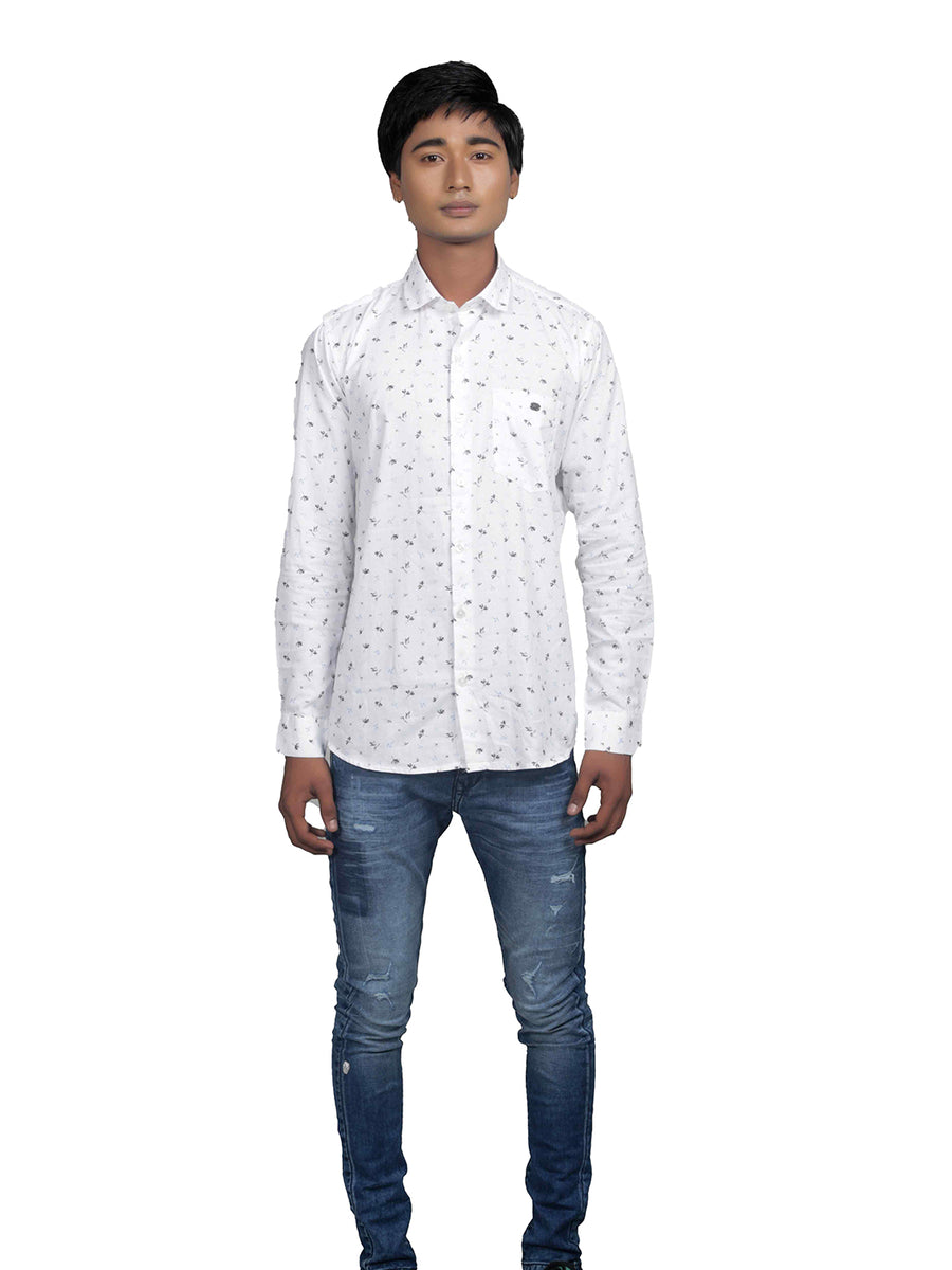 Autumn Aura White Printed Shirt