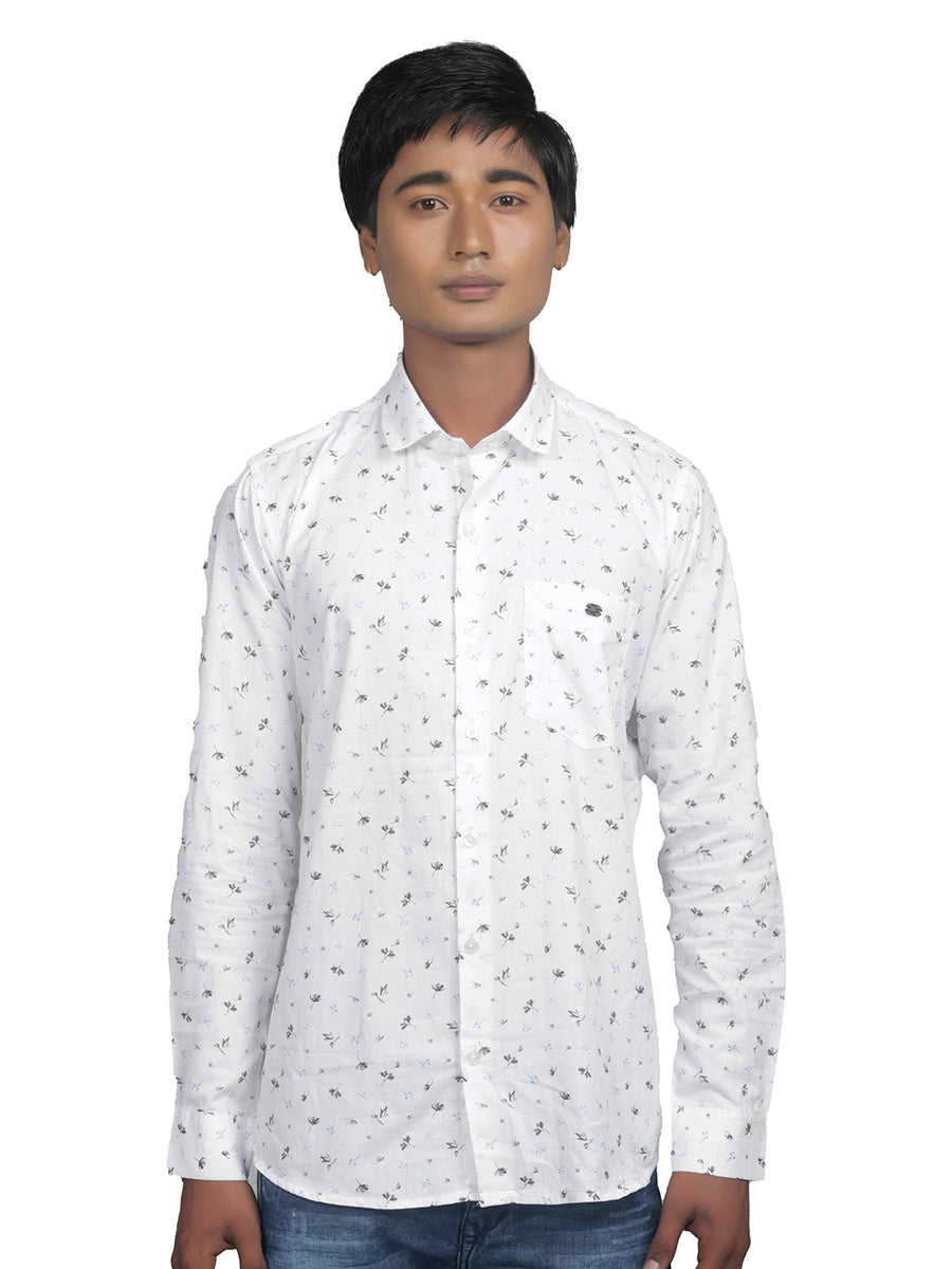 Autumn Aura White Printed Shirt