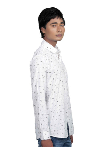 Autumn Aura White Printed Shirt