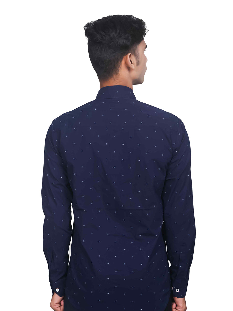 Dark Blue Smart Fit Printed Shirt