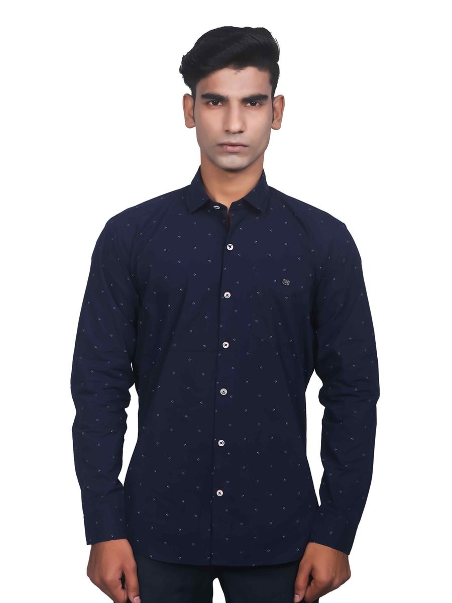 Dark Blue Smart Fit Printed Shirt