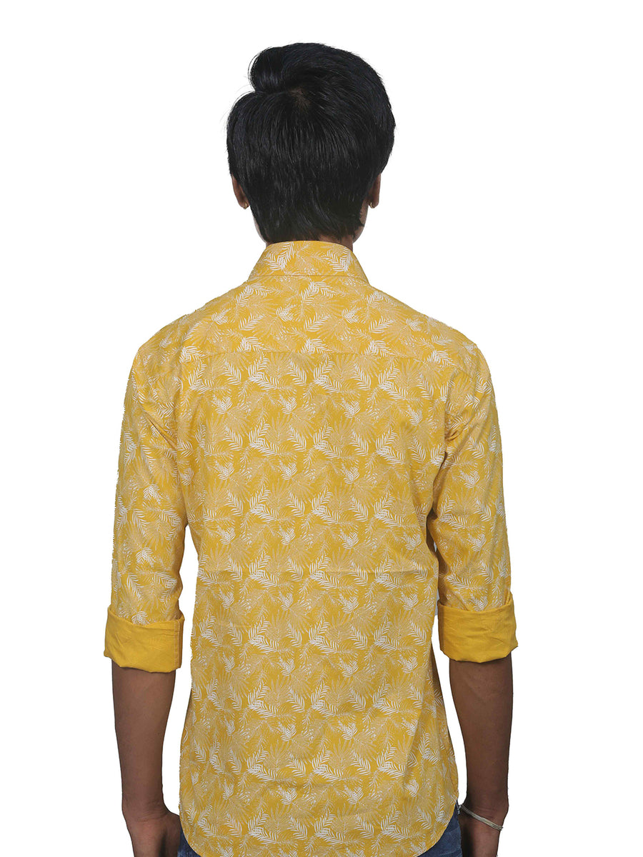 Fuel Yellow Leaf Print Shirt