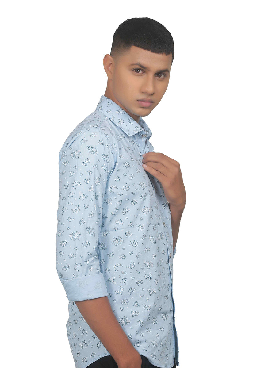 Tropical Blue Floral Print Shirt