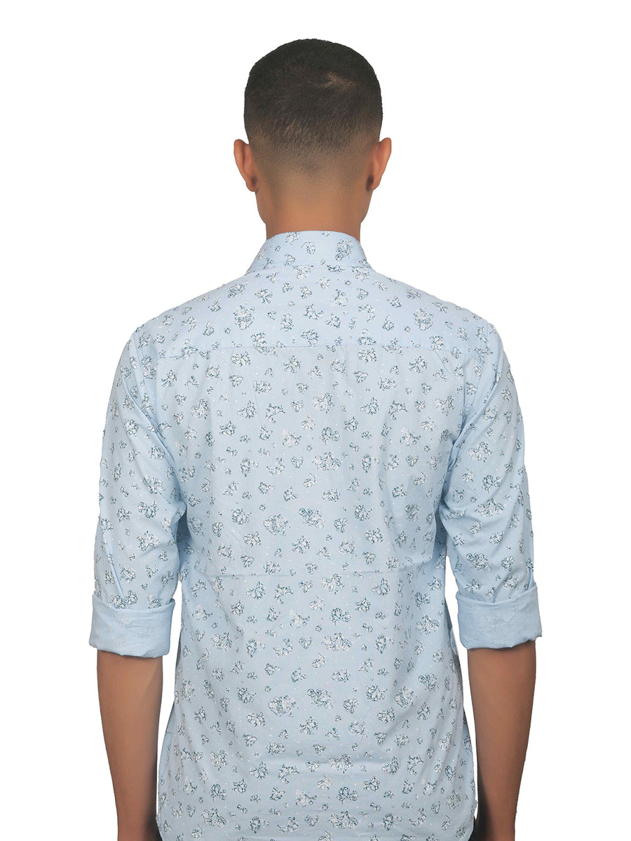 Tropical Blue Floral Print Shirt