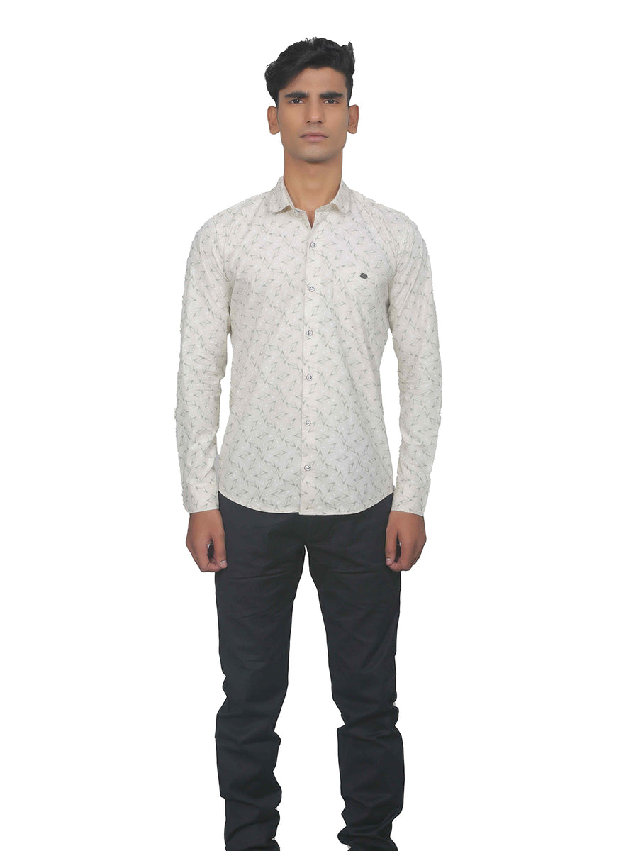 Arrow Print Light Grey Cotton Shirt