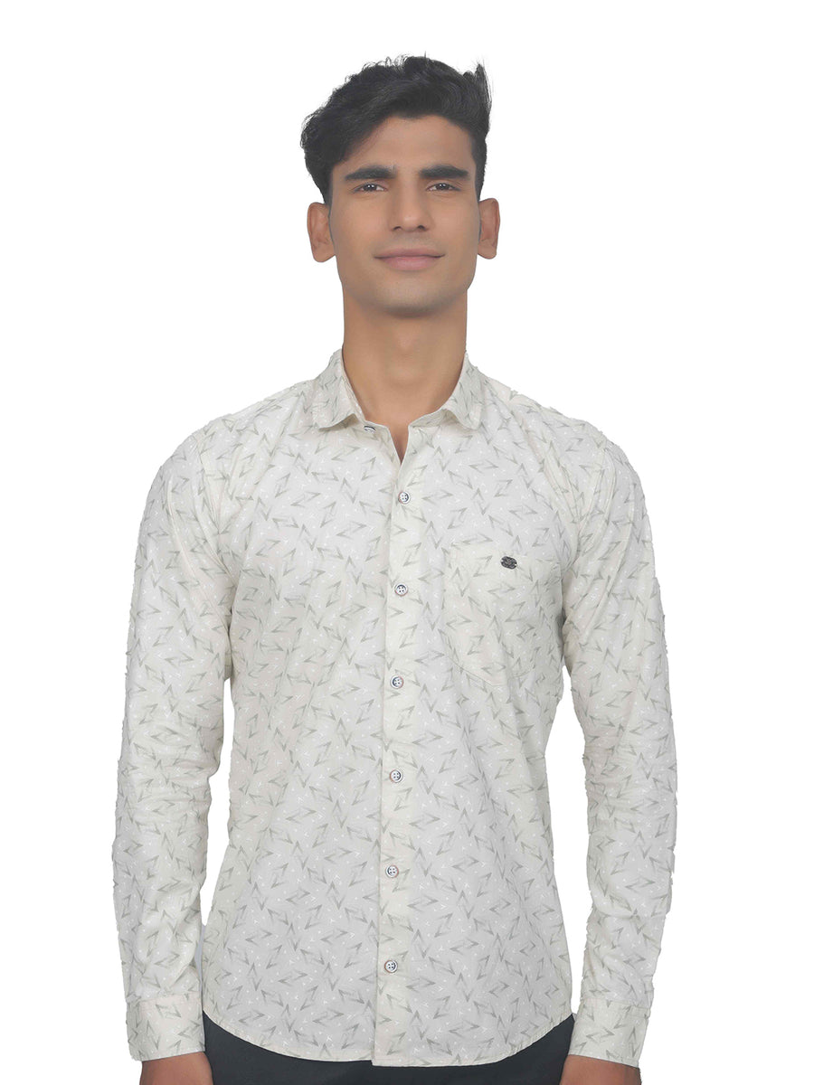 Arrow Print Light Grey Cotton Shirt