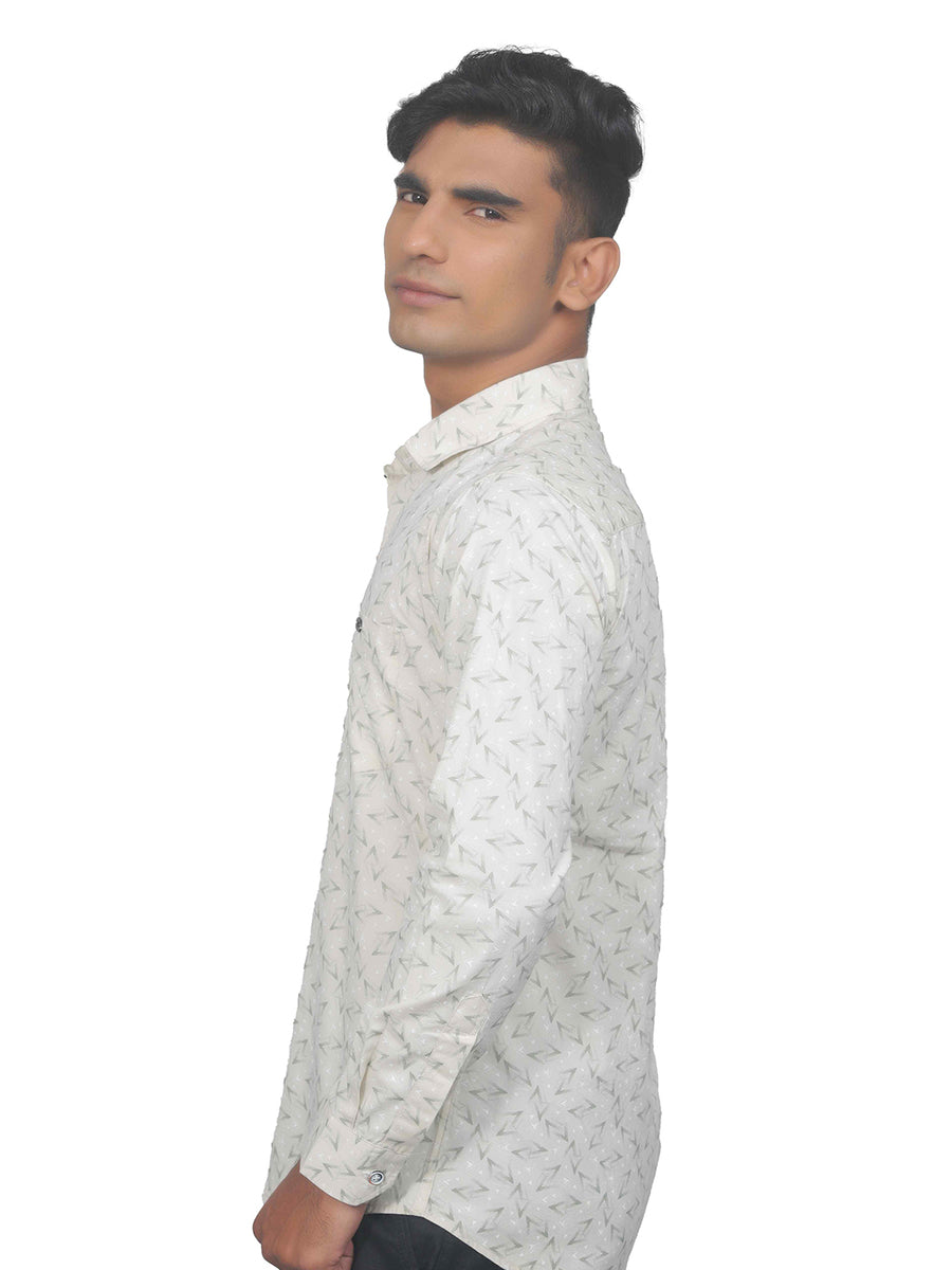 Arrow Print Light Grey Cotton Shirt