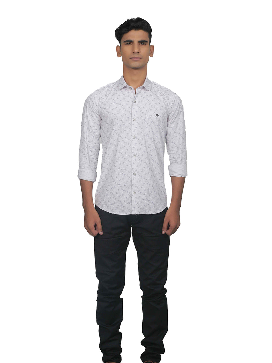 Arrow Print Light Grey Cotton Shirt