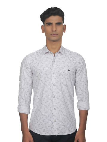 Arrow Print Light Grey Cotton Shirt