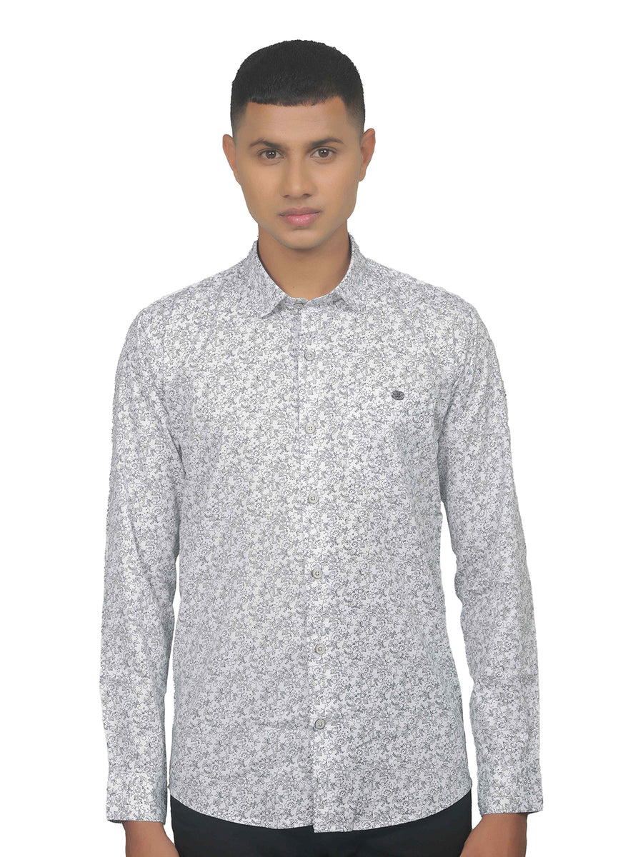 Versatile Grey Floral Print Shirt