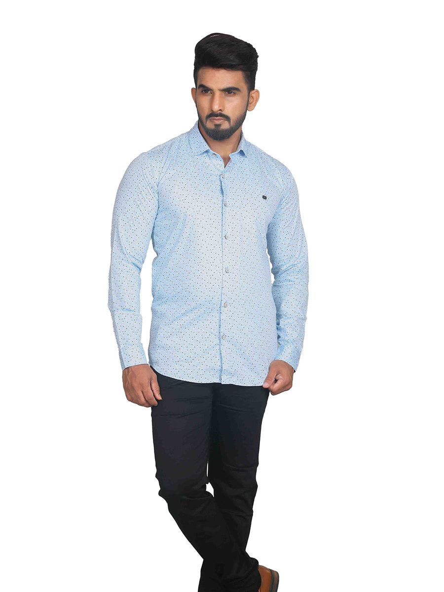 Tranquil Light Blue Leaf Print Shirt