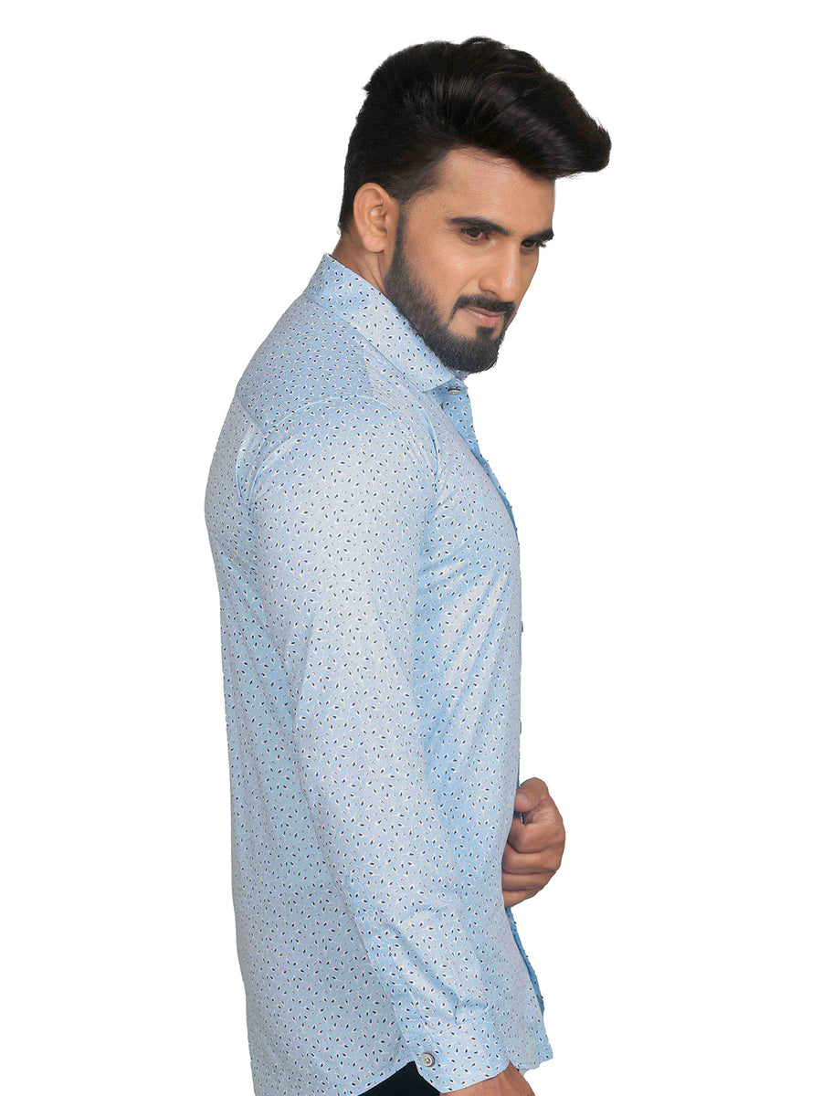 Tranquil Light Blue Leaf Print Shirt