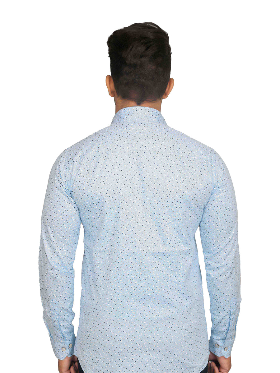 Tranquil Light Blue Leaf Print Shirt