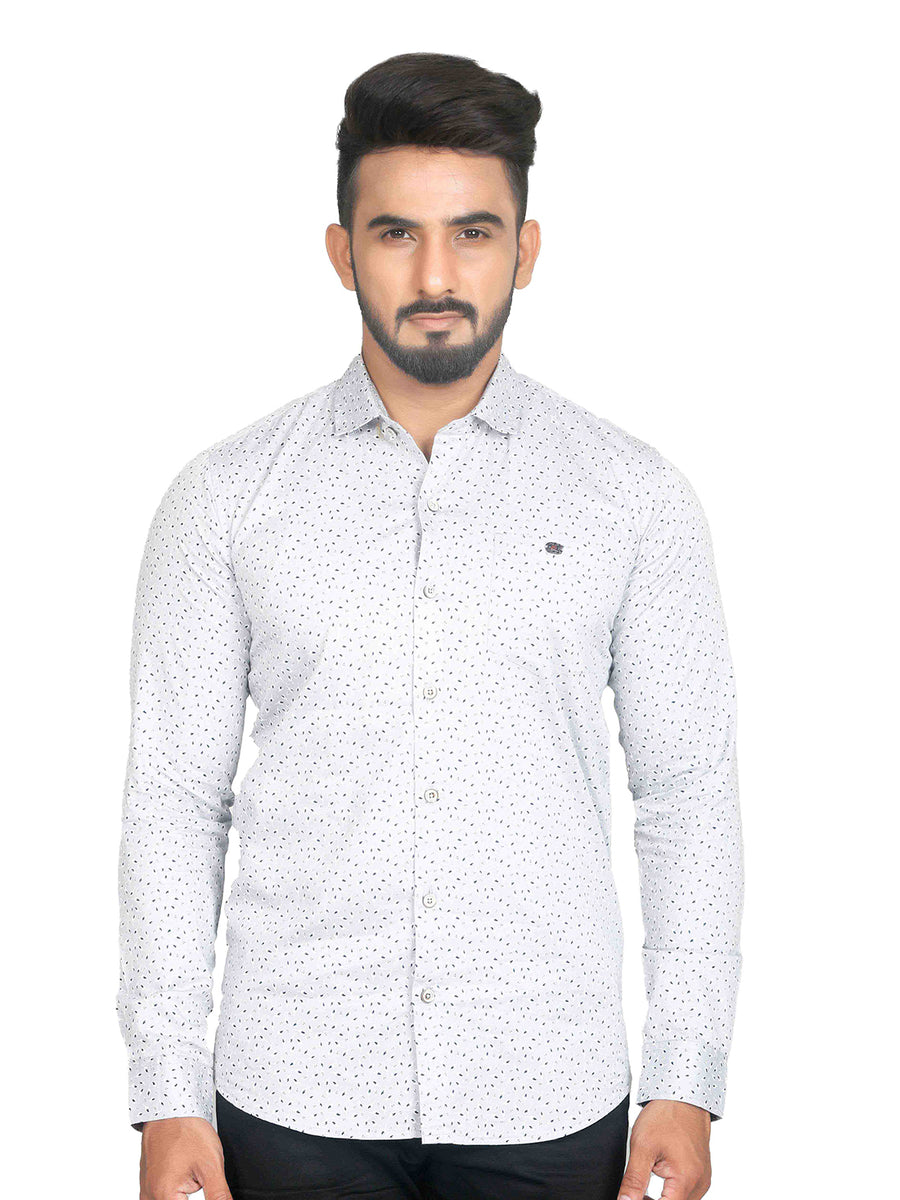 Tranquil Alabaster White Leaf Print Shirt