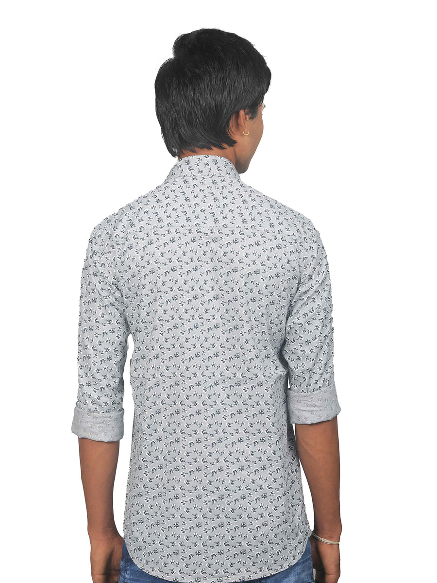 Flowery Lavender Grey Premium Cotton Shirt