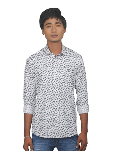 Flowery Lavender Grey Premium Cotton Shirt