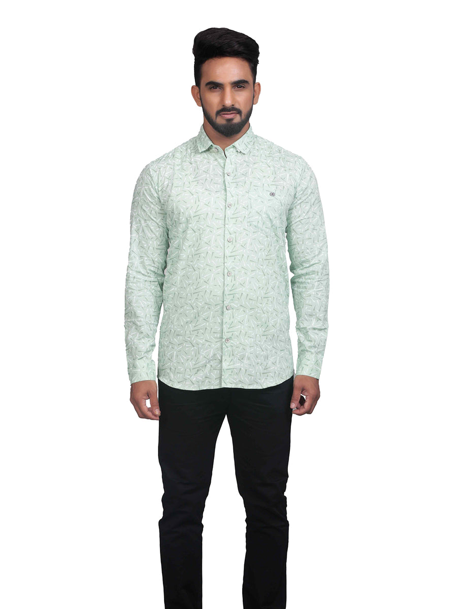 Raw Sea Mist Triangle Print Cotton Shirt