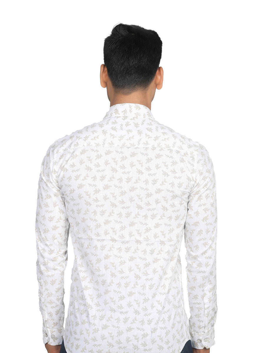 Easy Breezy White Lilac Leaf Print Shirt