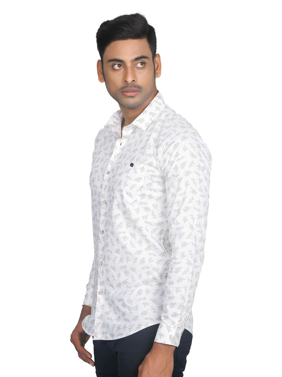 Easy Breezy White Lilac Leaf Print Shirt