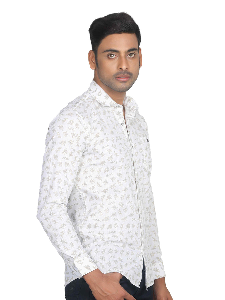 Easy Breezy White Lilac Leaf Print Shirt