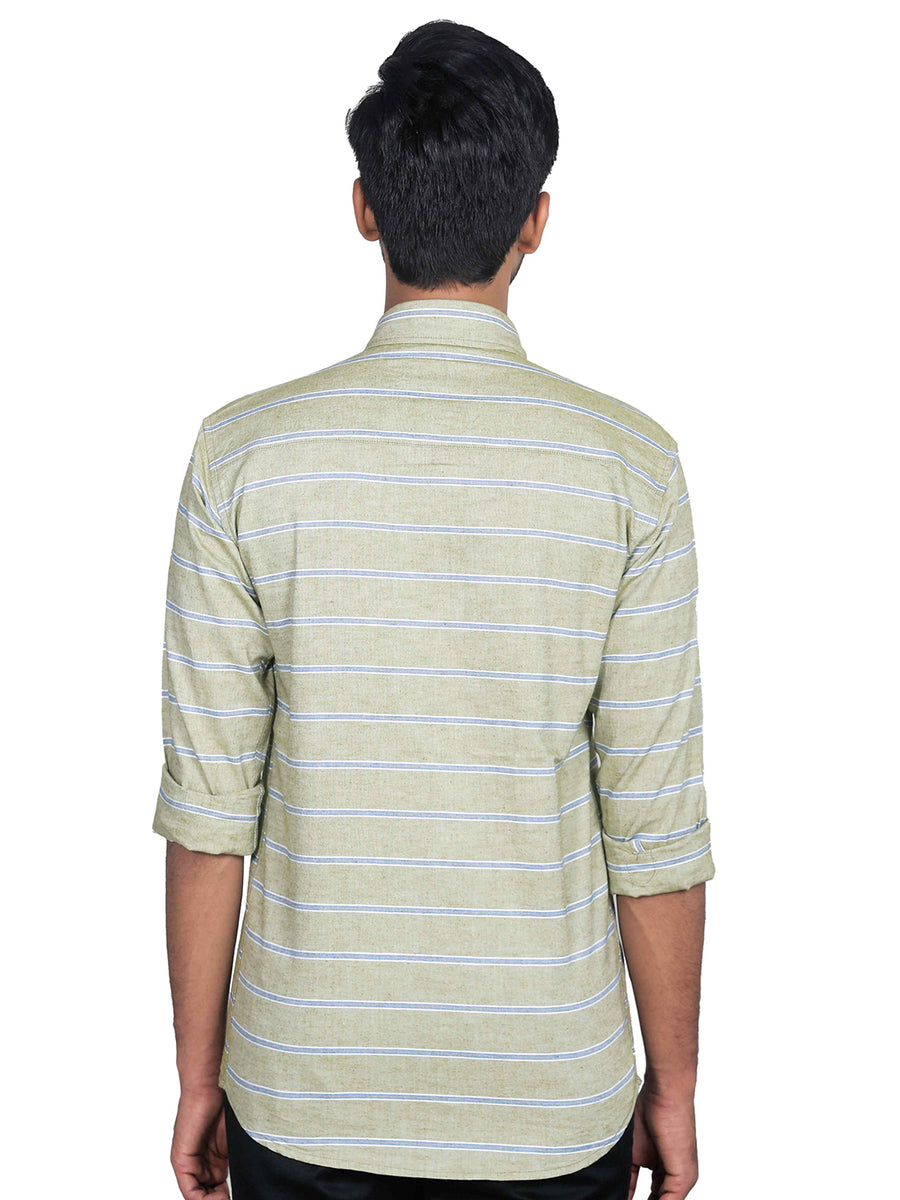 Classic Clean-Cut Horizontal Stripes Cotton Shirt