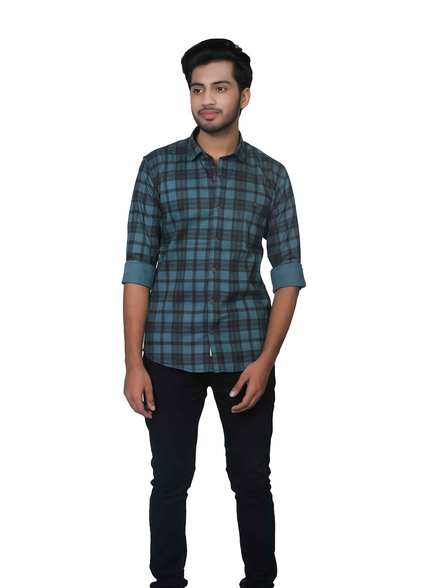 Retro Plaid Dark Checks Cotton Shirts