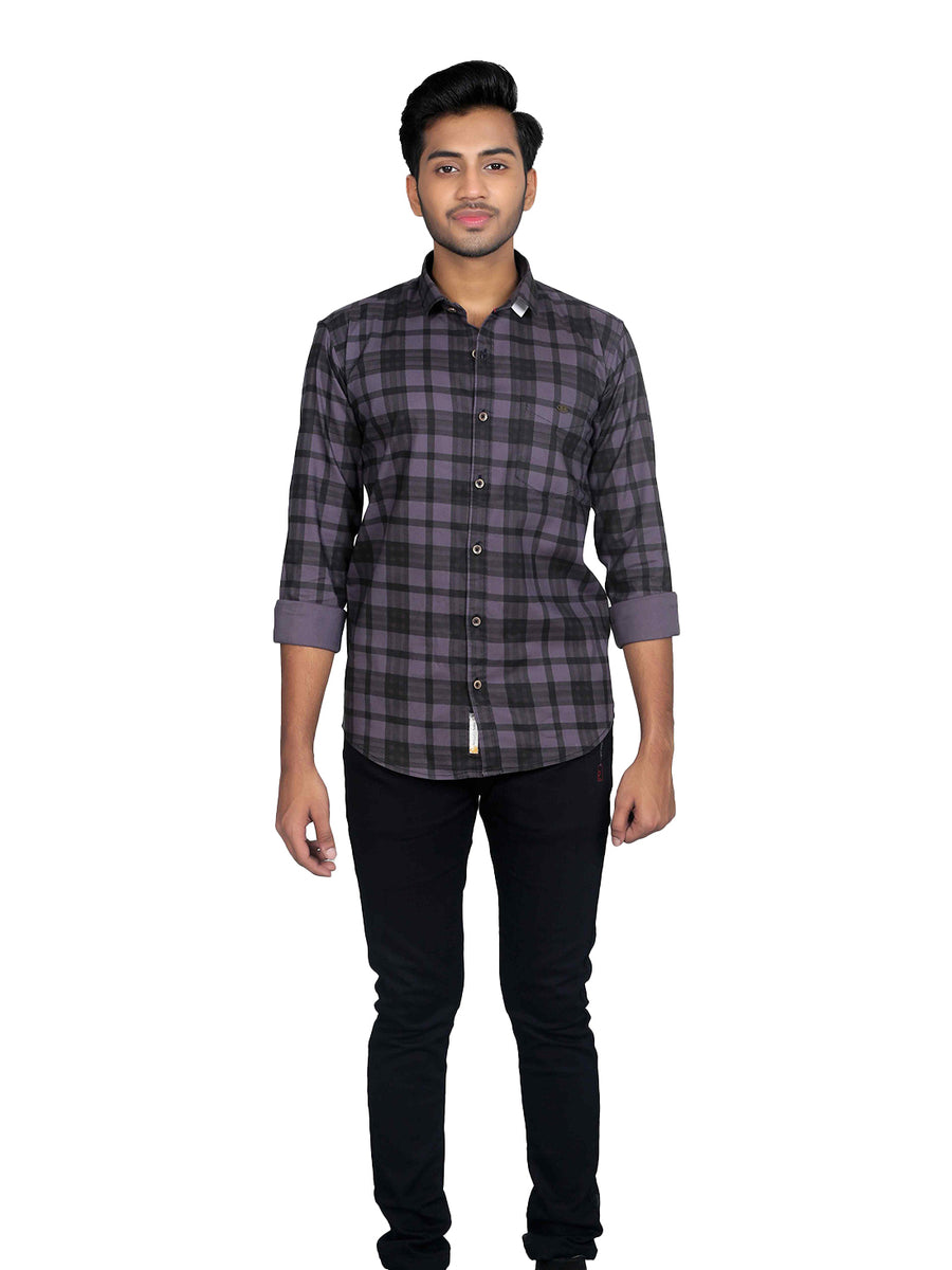 Retro Plaid Dark Checks Cotton Shirts