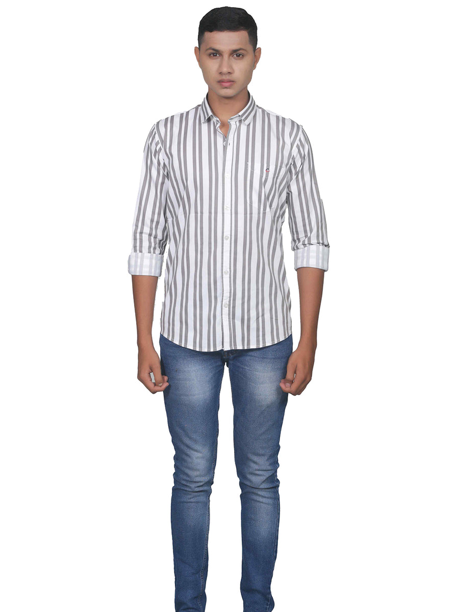 Chill Vibes Smart Cut Vertical Stripes Cotton Shirt