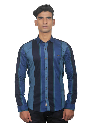 Somber Double Vertical Stripes Cotton Shirt